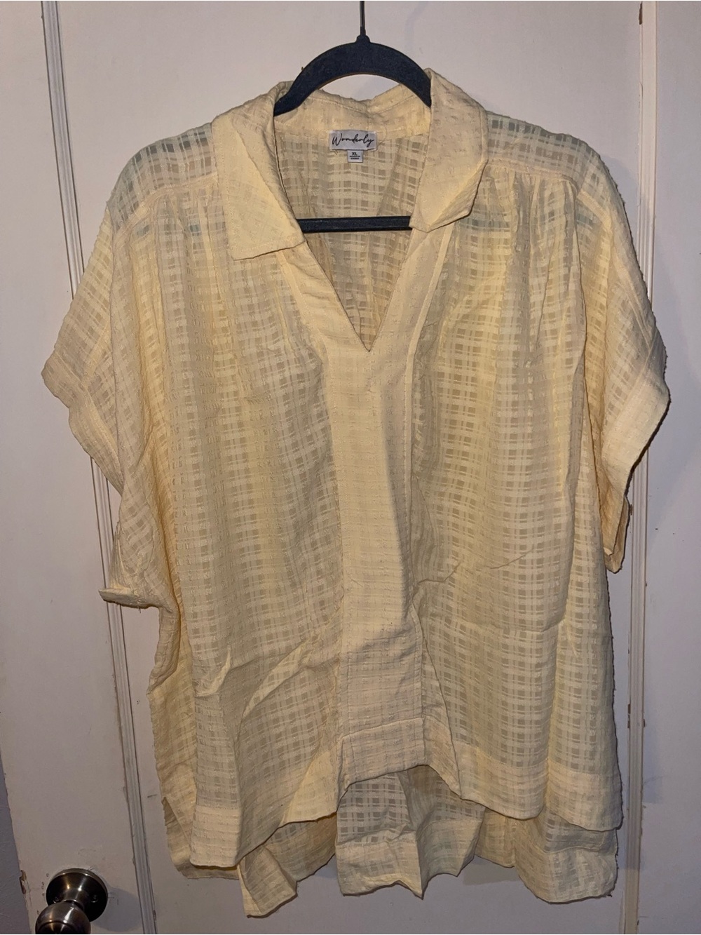 Wonderly Lightweight Yellow Sheer oversized blouse.